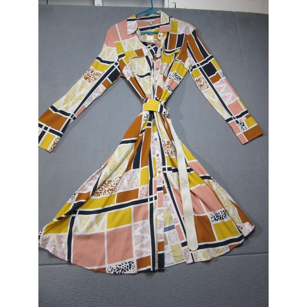 Anthropologie Dress Womens Large Multicolor Preppy The Odells Nouveau Geometric